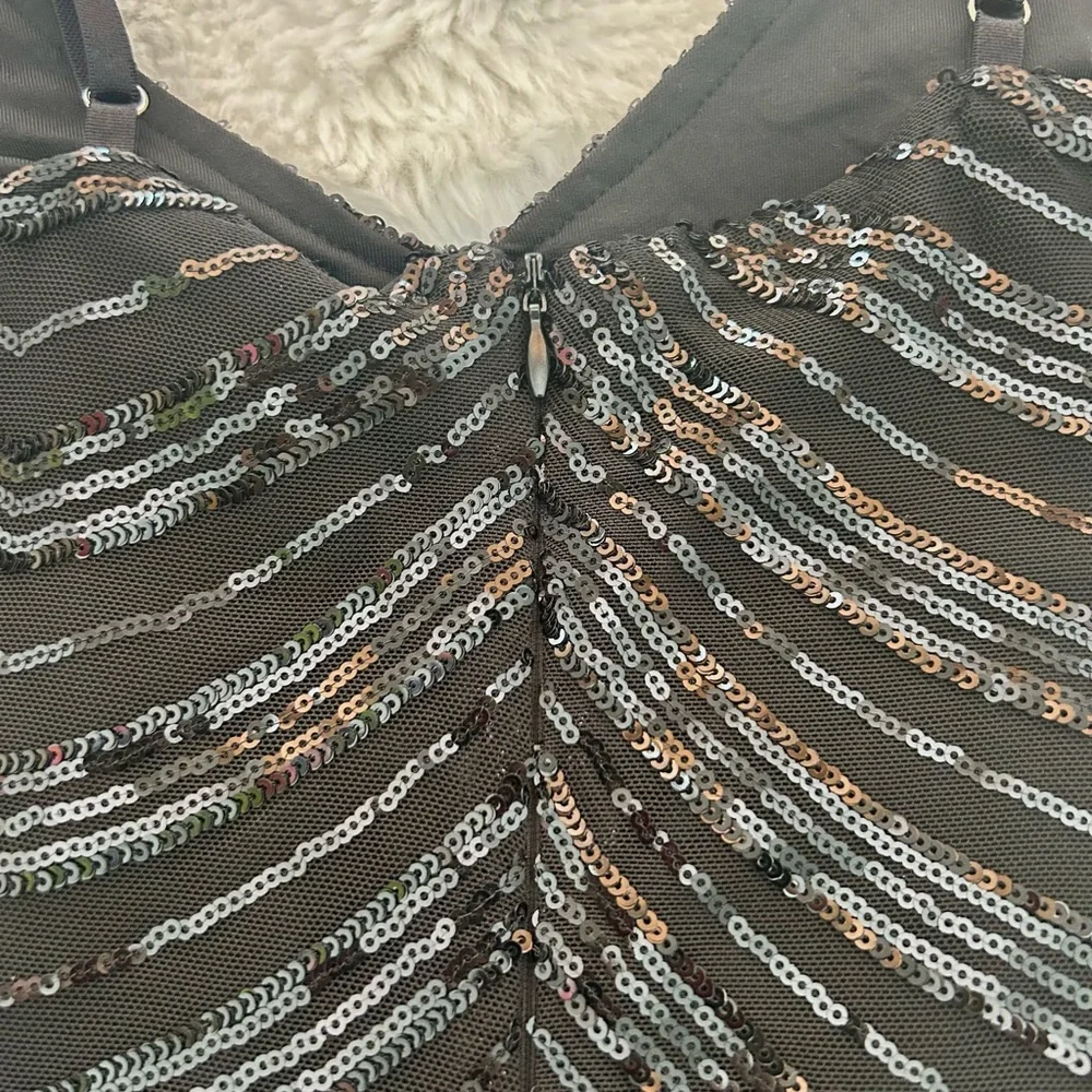 Lulu's Black Beaded Sequin Chevron Midi Dress - Picture 11 of 11